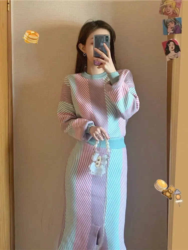 Fashion day skirt knitted sweater skirt suit 2023 new women's early spring two-piece suit, stylish and slim T3496