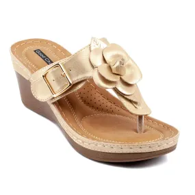 Flora Gold Wedge Sandals