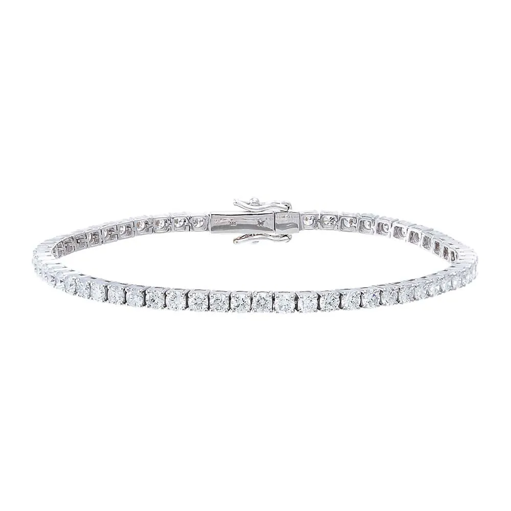 Four Prong Tennis Bracelet | 5 Carat Diamonds | 14K White Gold