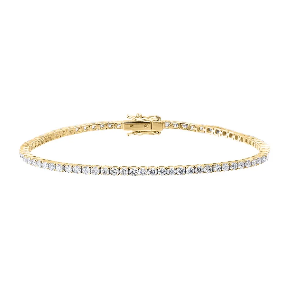 Four Prong Tennis Bracelet | 7 Carat Diamonds | 14K Gold Plated