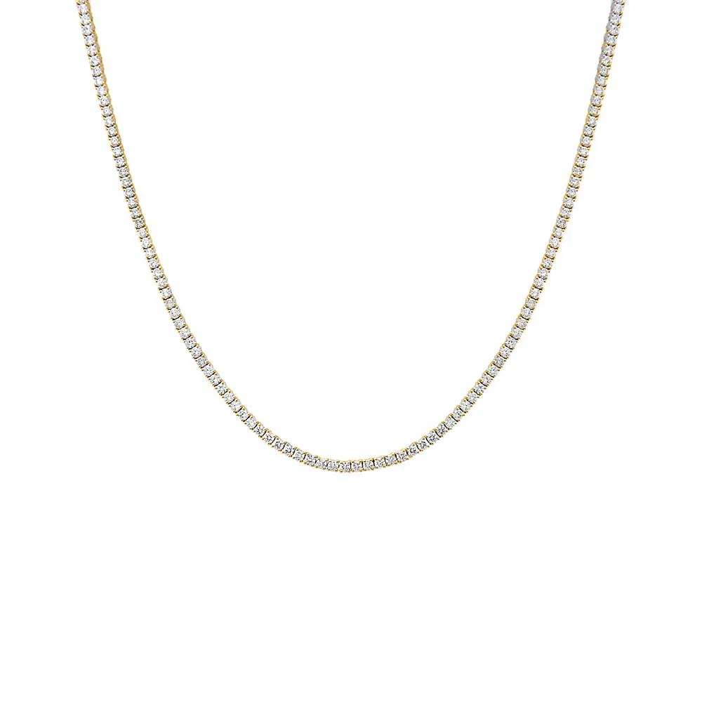 Four Prong Tennis Necklace | 3 Carat Diamonds | 14K Gold Plated