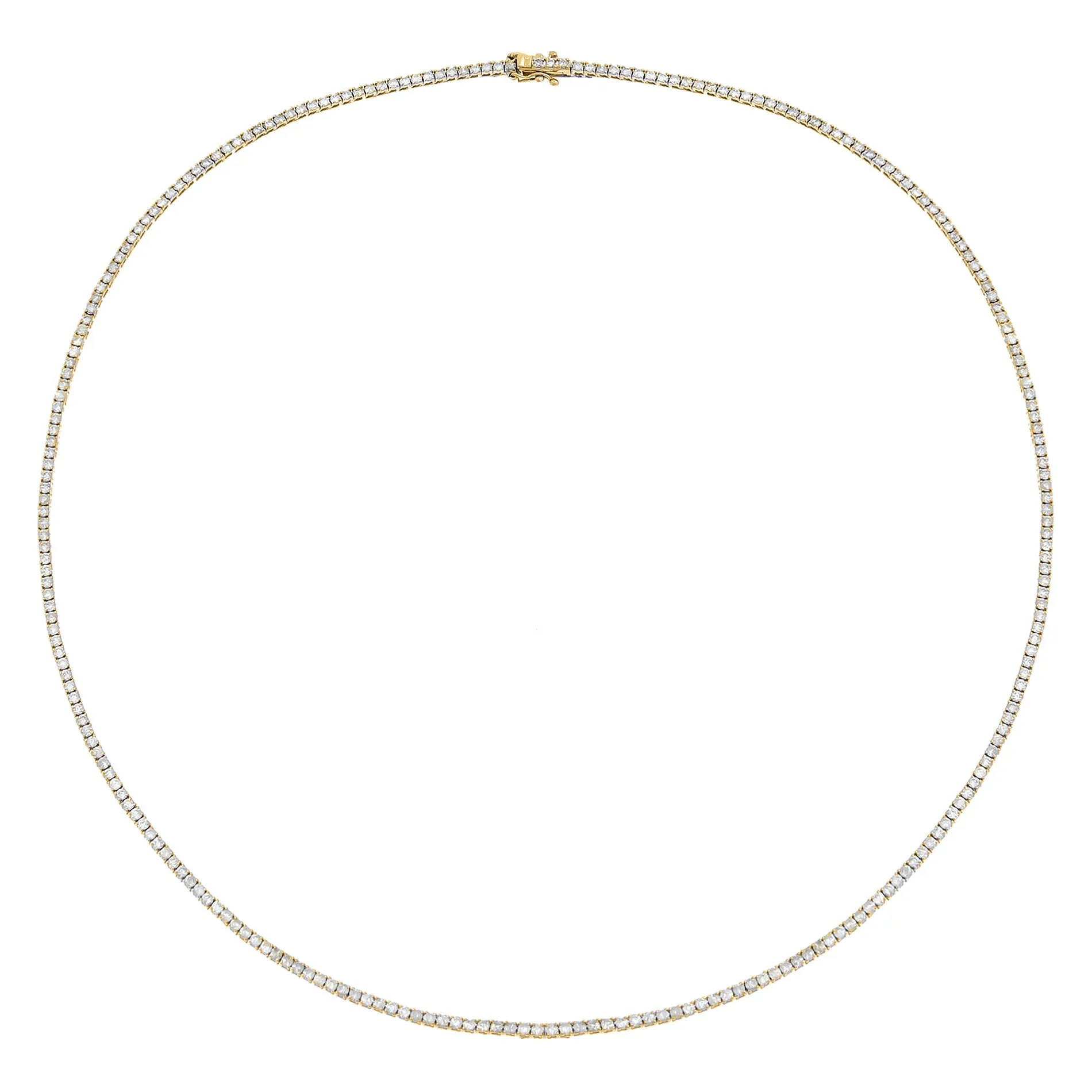 Four Prong Tennis Necklace | 5 Carat Diamond | 14K Gold