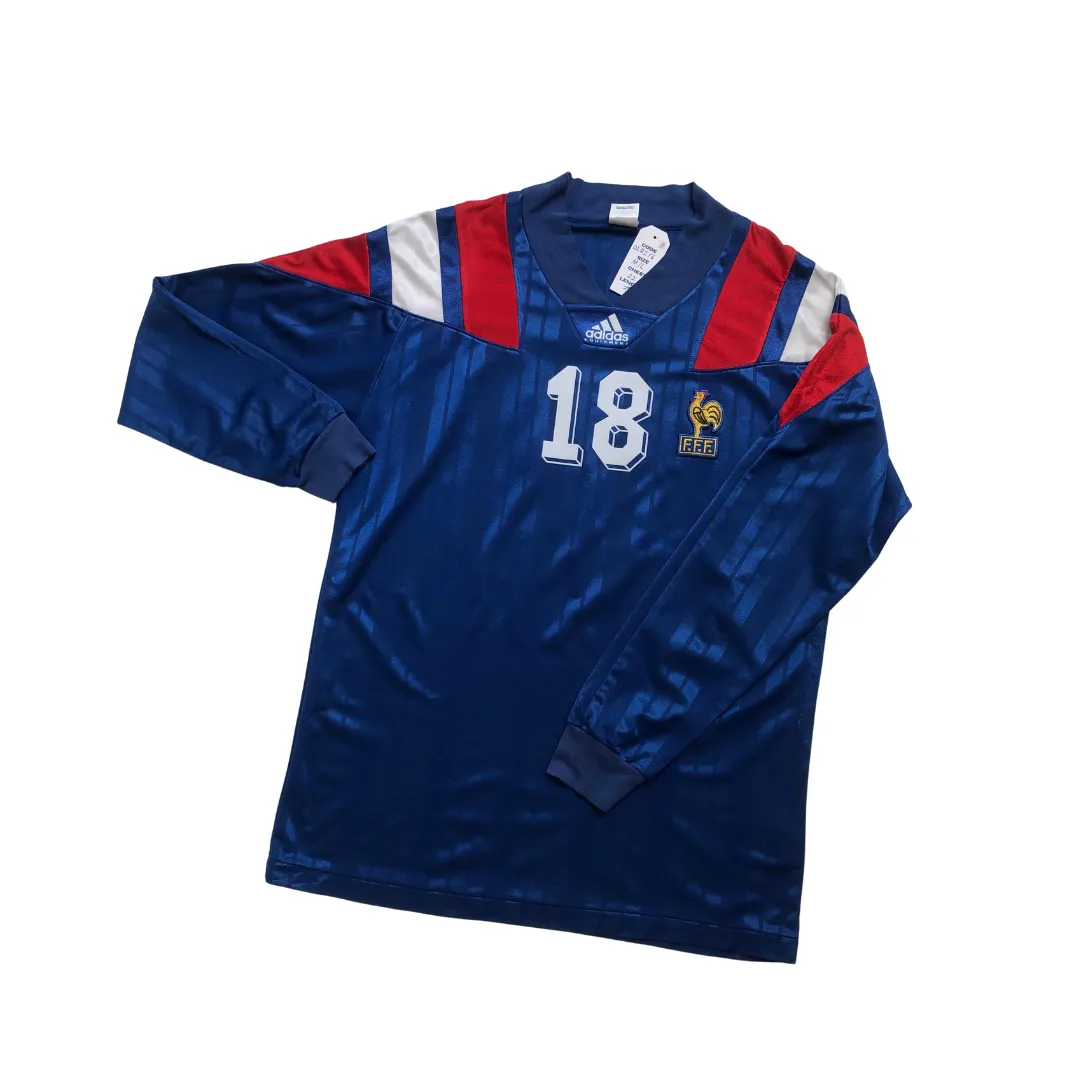 France Cantona Original 1992/1994 Long Sleeve Adidas Home Football Shirt M/L