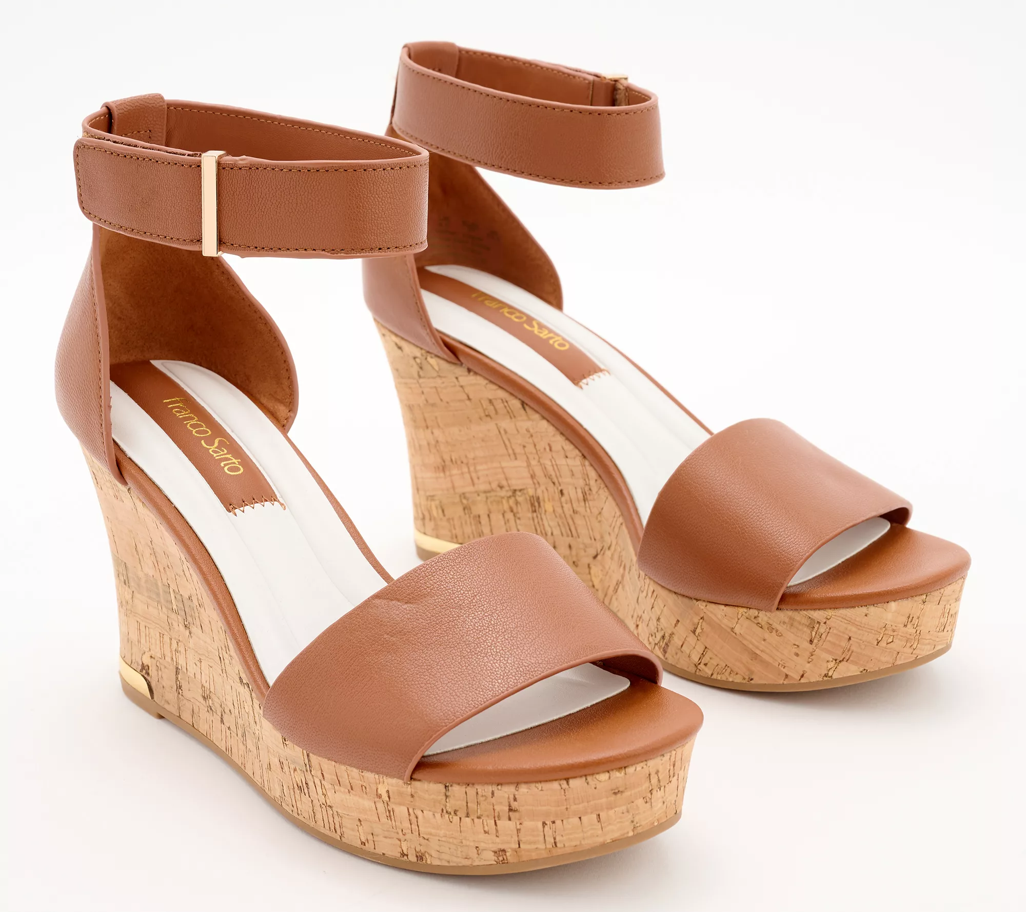 Franco Sarto Leather Wedge Sandals - Clemens Cork