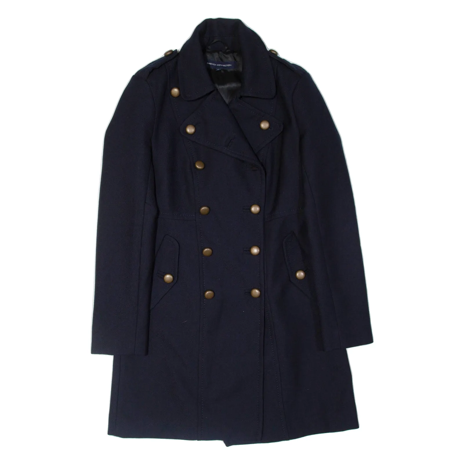 FRENCH CONNECTION Womens Trench Jacket Blue Wool UK 10