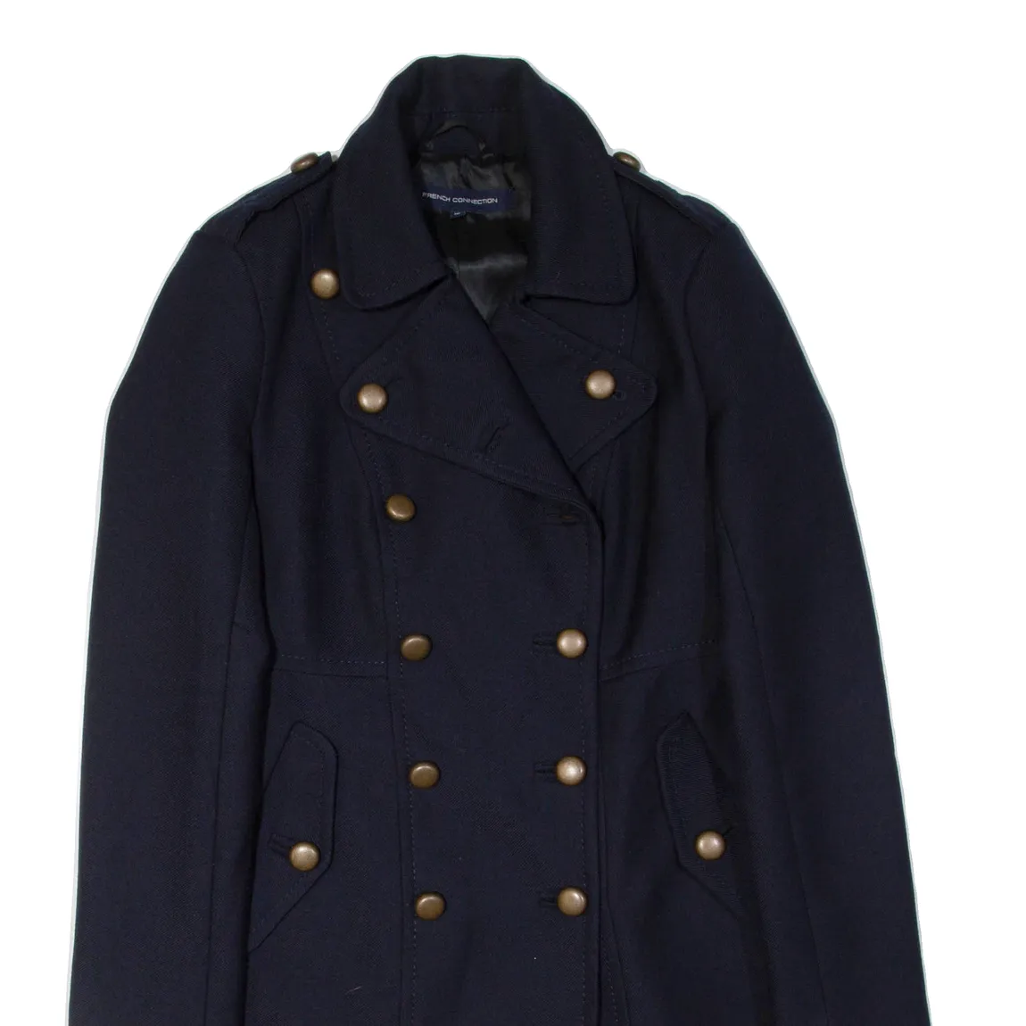 FRENCH CONNECTION Womens Trench Jacket Blue Wool UK 10