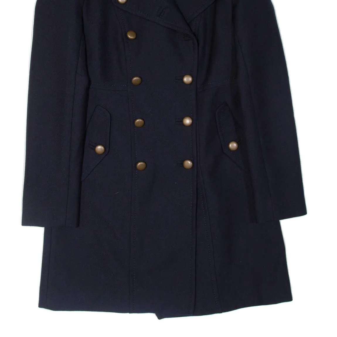 FRENCH CONNECTION Womens Trench Jacket Blue Wool UK 10