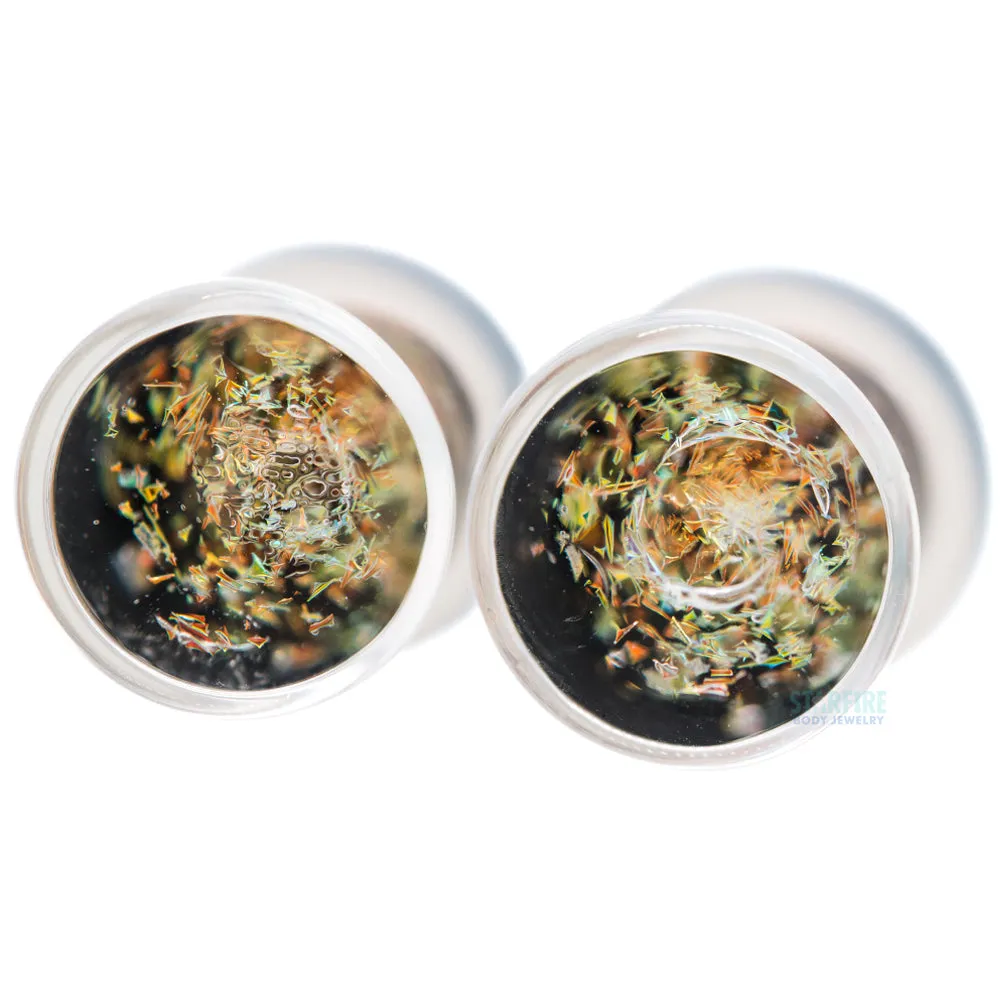 Galaxy Glass Plugs - Copper & Gold on Black