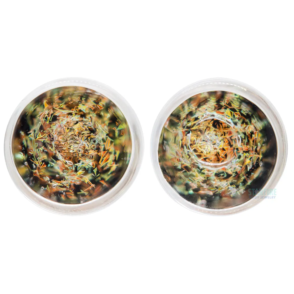 Galaxy Glass Plugs - Copper & Gold on Black