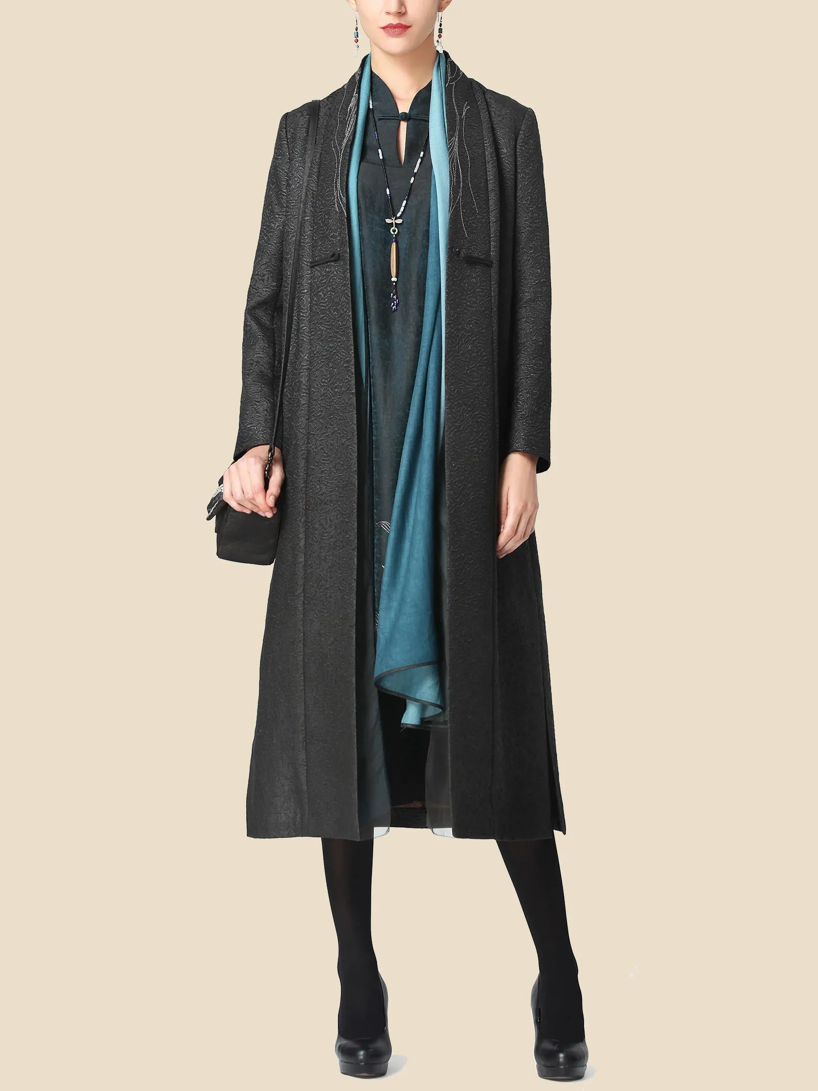 Gambiered Guangdong Cotton-Silk Trench Coat