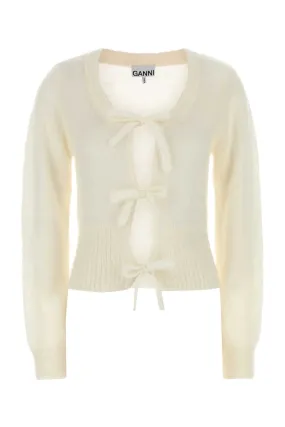 Ganni Ivory Mohair Blend Cardigan