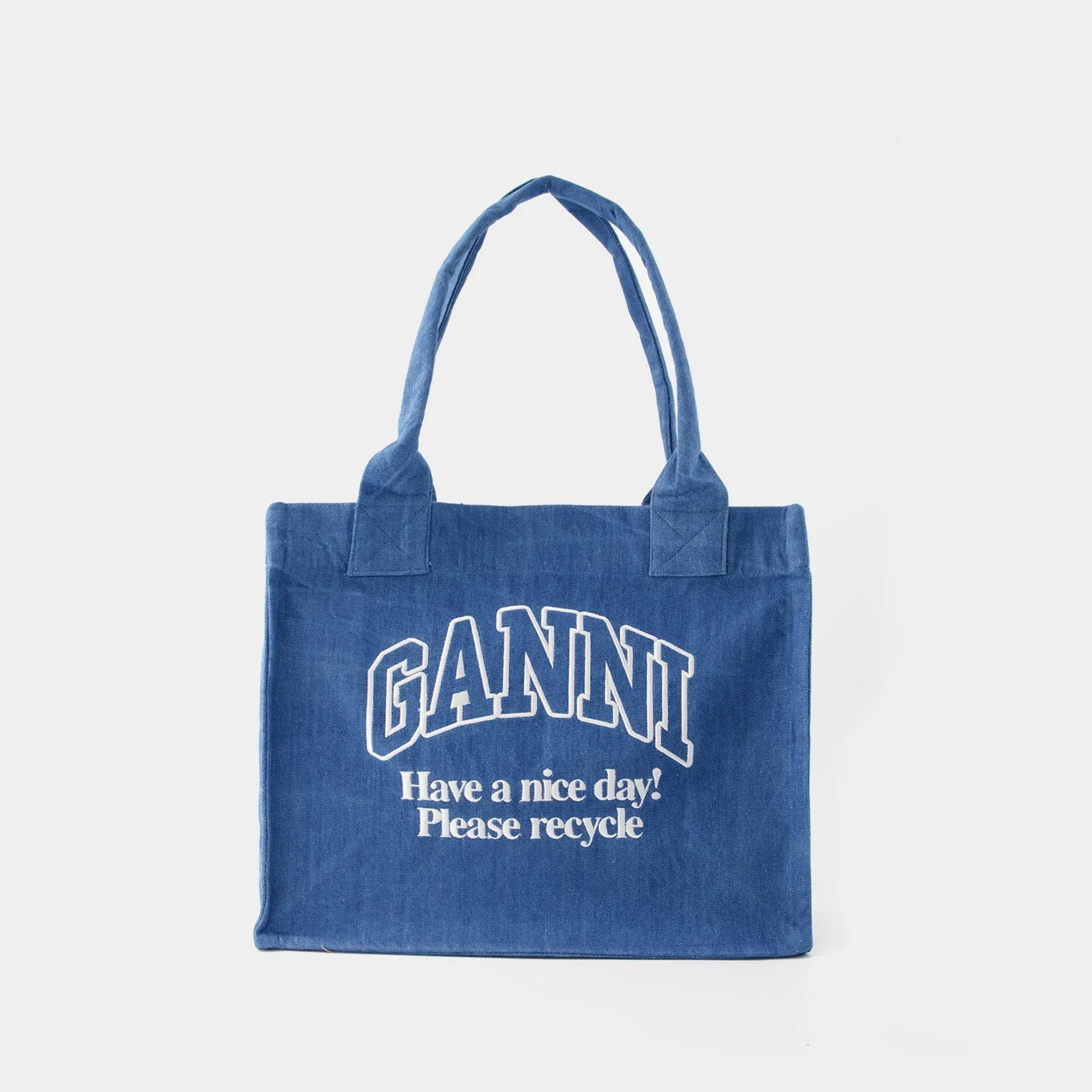 Ganni  Large Easy Tote Bag - Ganni - Cotton - Denim