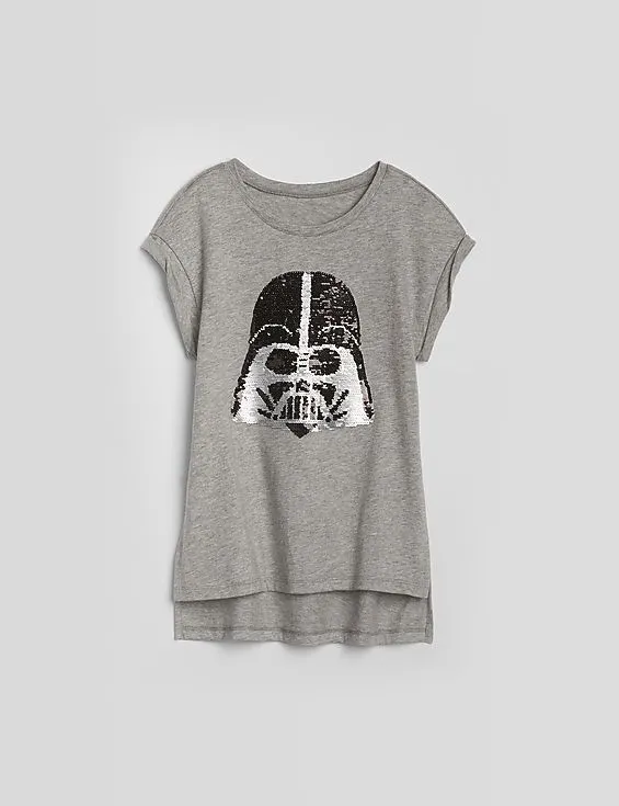 GAP Girls Grey Star Wars Flippy Sequin T-Shirt