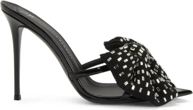 Giuseppe Zanotti Intriigo Alexandrine 90mm bow-appliqué mules Black