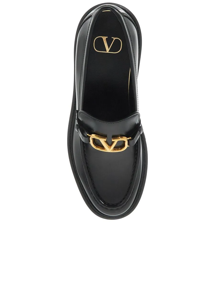 Glossy Leather Vlogo Signature Loafers