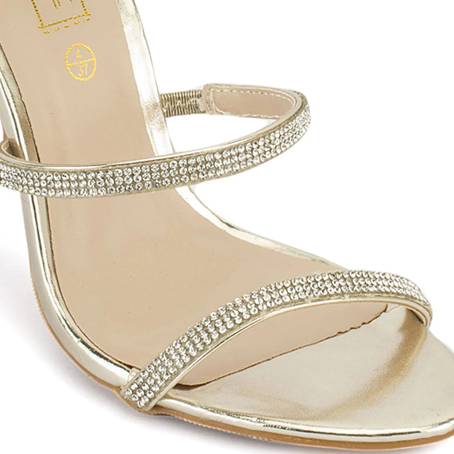 Gold Stiletto Jewel Wrap Around Sandals