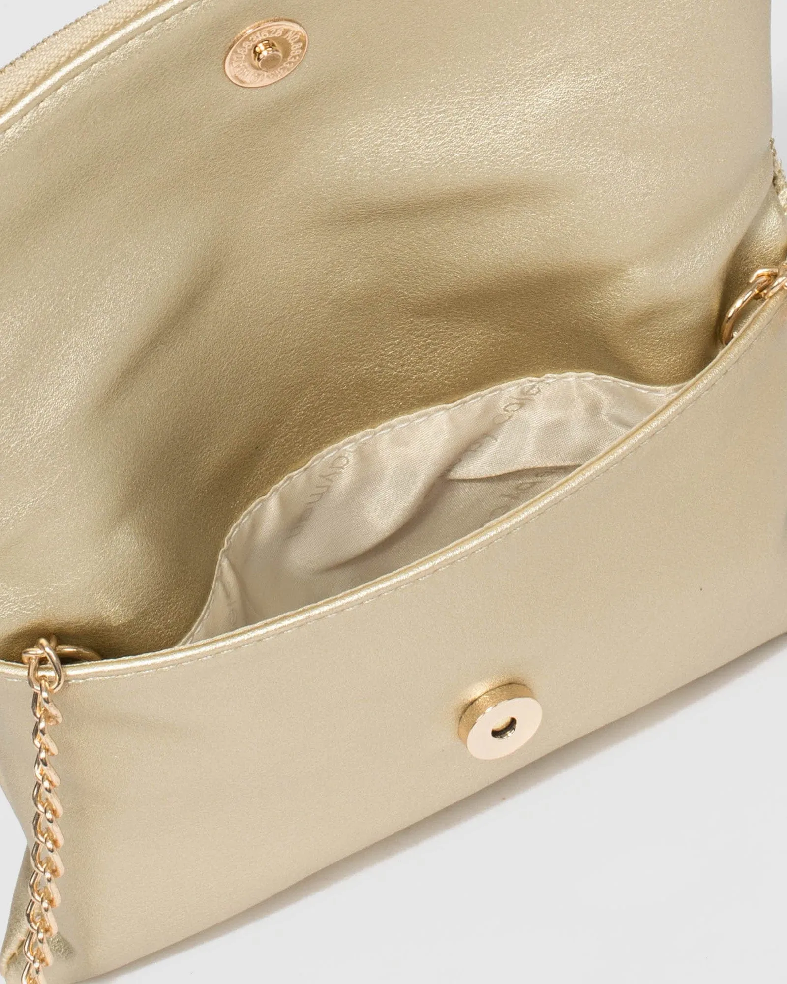 Gold Zoe Sequin Foldover Clutch Bag