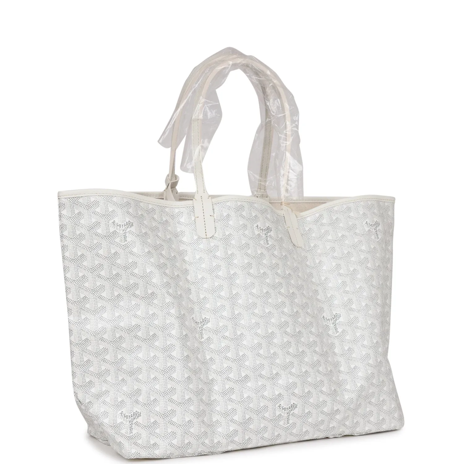 Goyard Goyardine White St. Louis PM Tote Bag Palladium Hardware