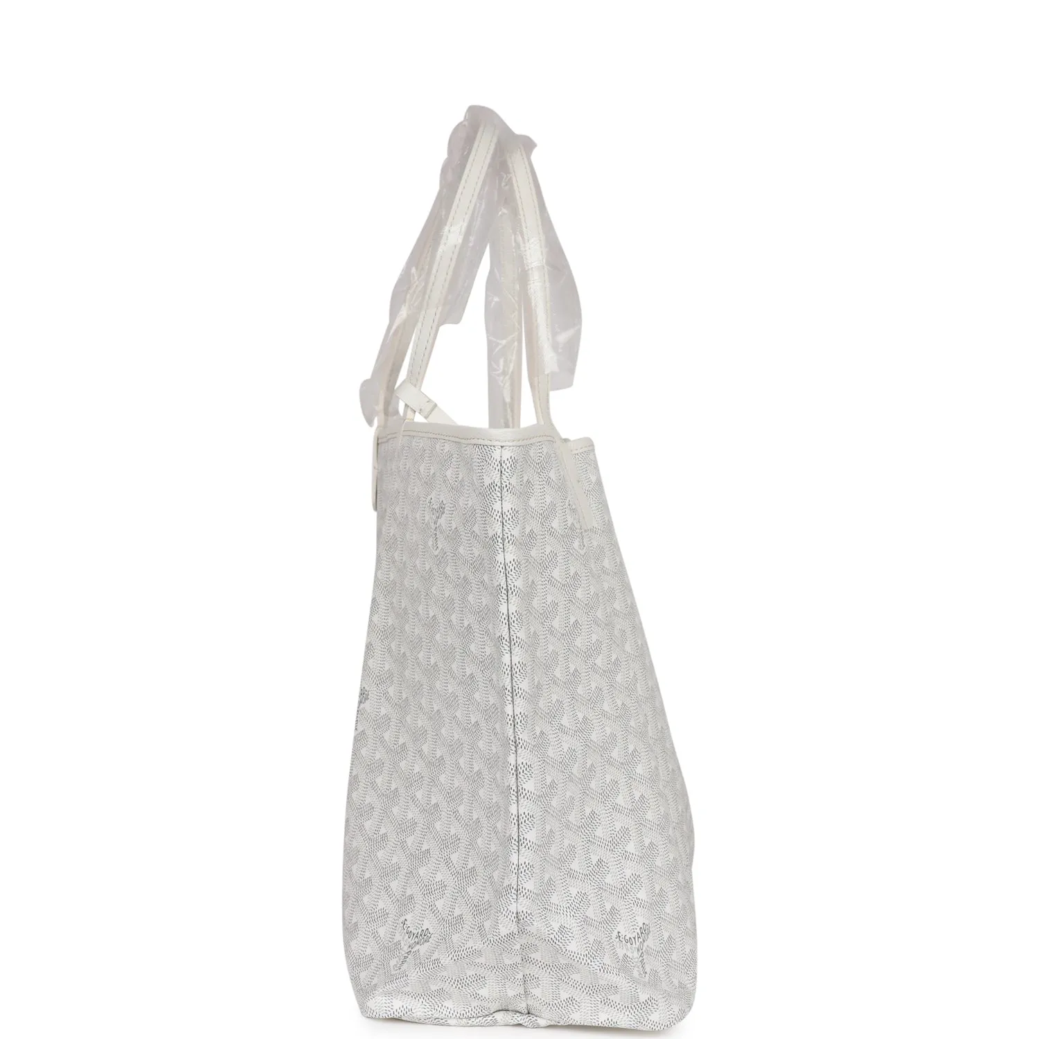 Goyard Goyardine White St. Louis PM Tote Bag Palladium Hardware