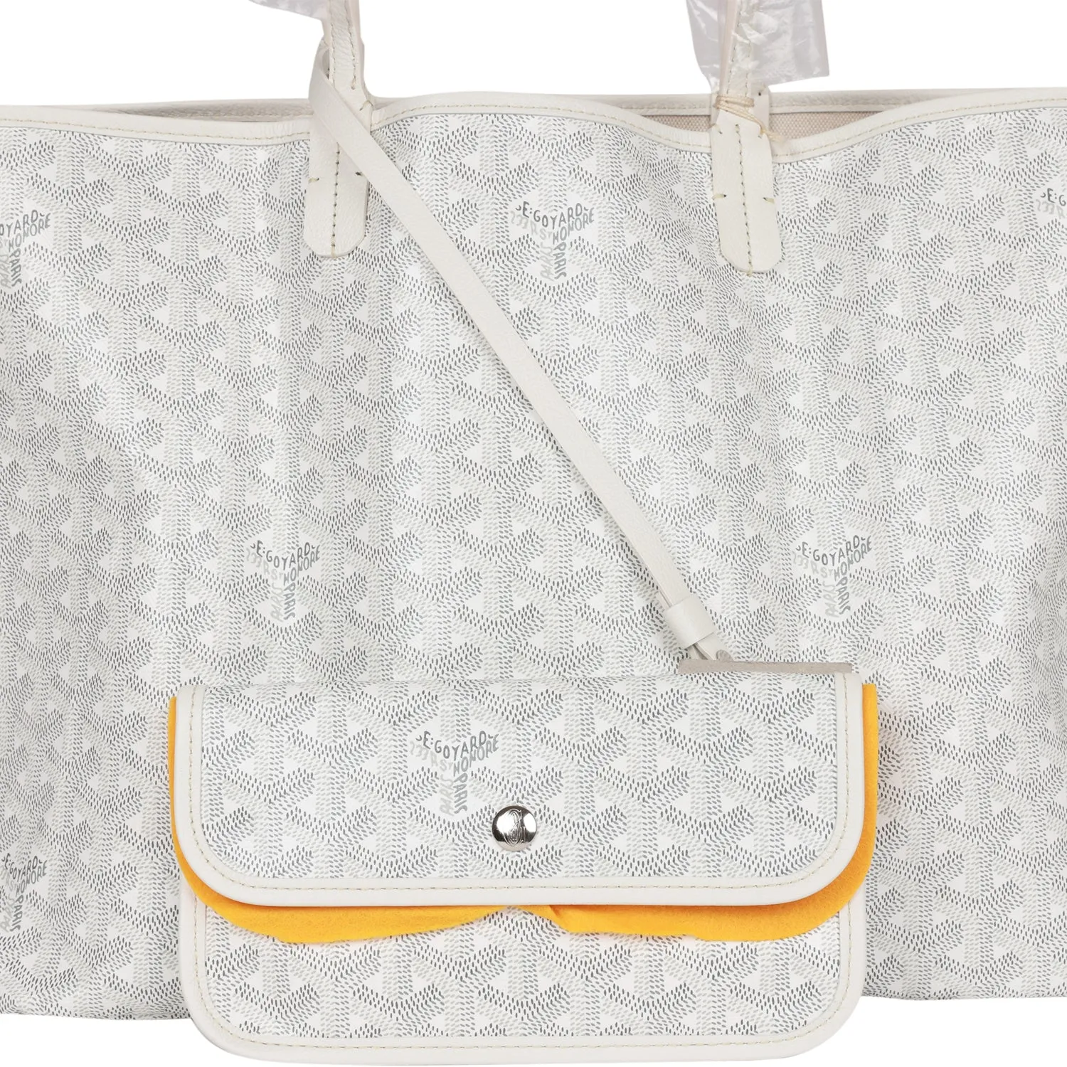 Goyard Goyardine White St. Louis PM Tote Bag Palladium Hardware