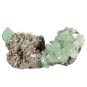 Green Apophyllite with Stilbite on Matrix