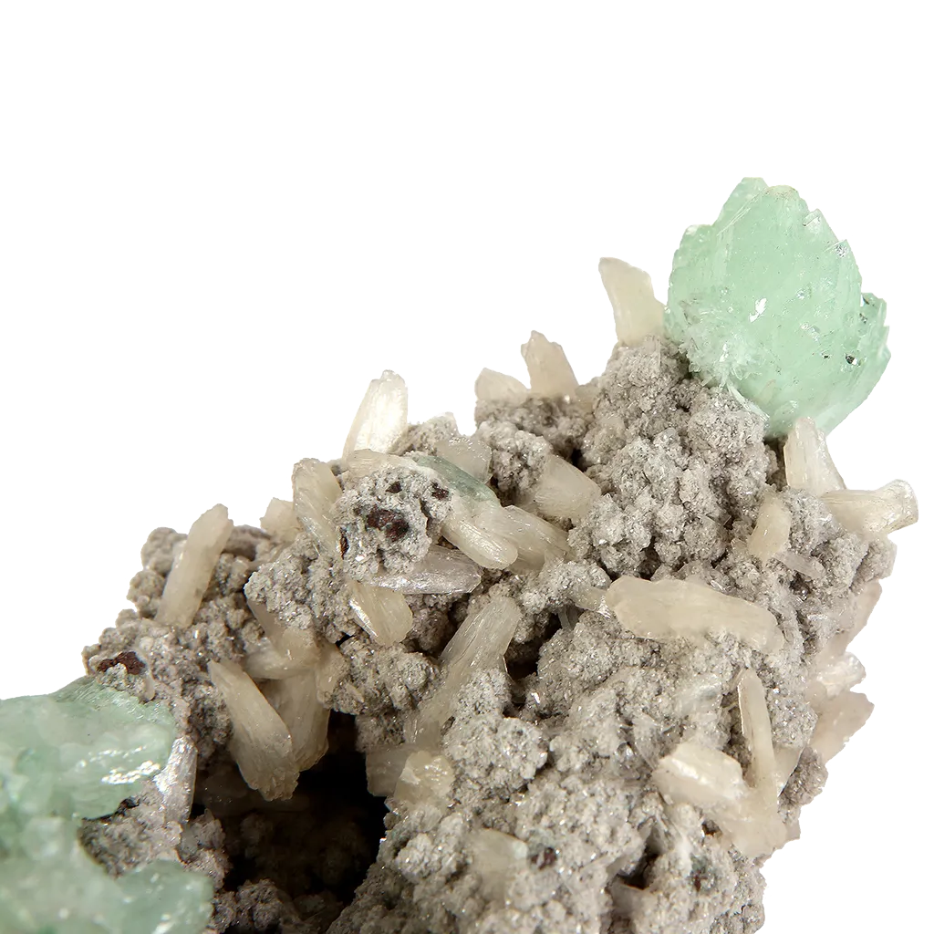 Green Apophyllite with Stilbite on Matrix