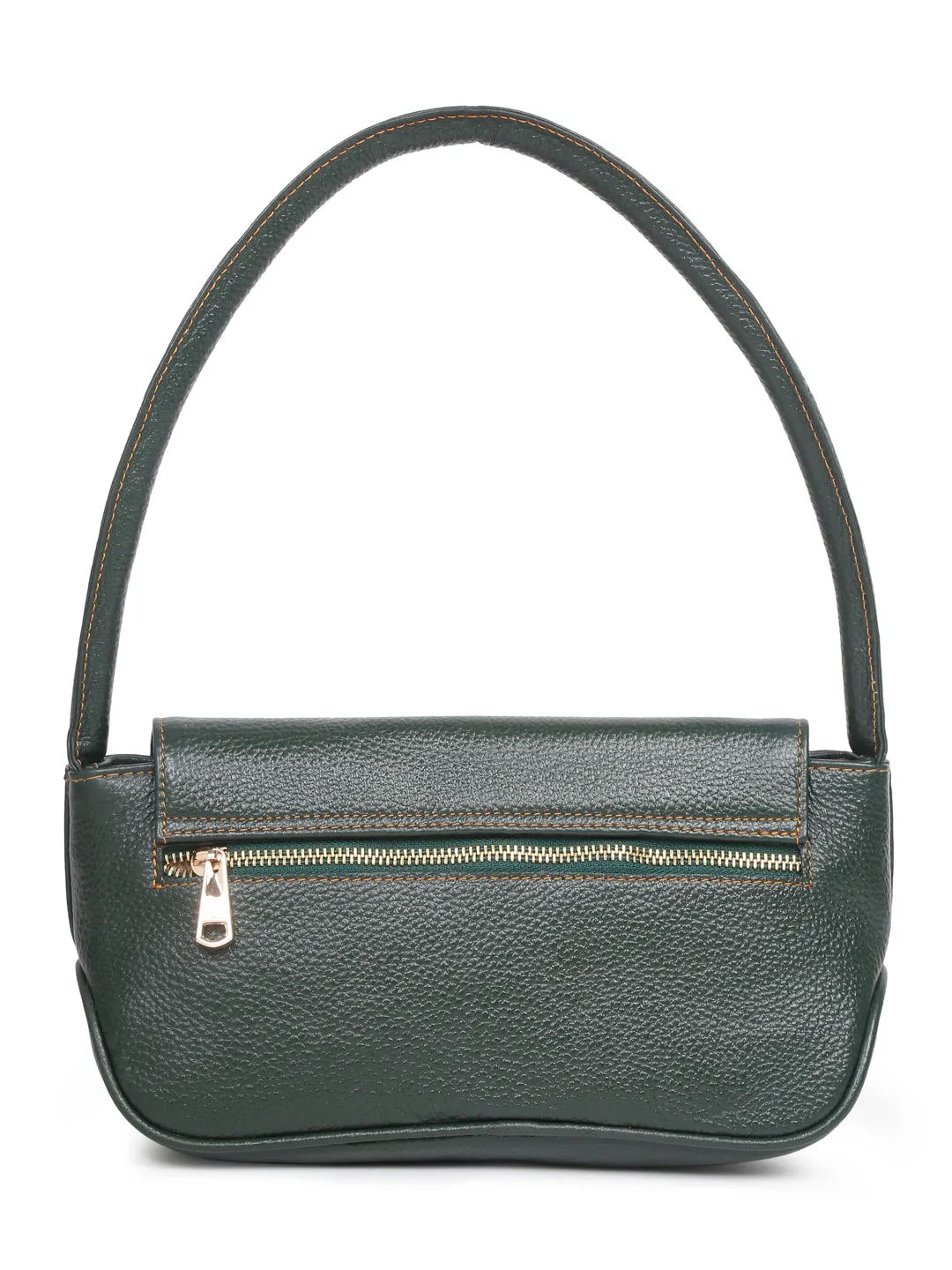 Green Leather Structured Shoulder Bag