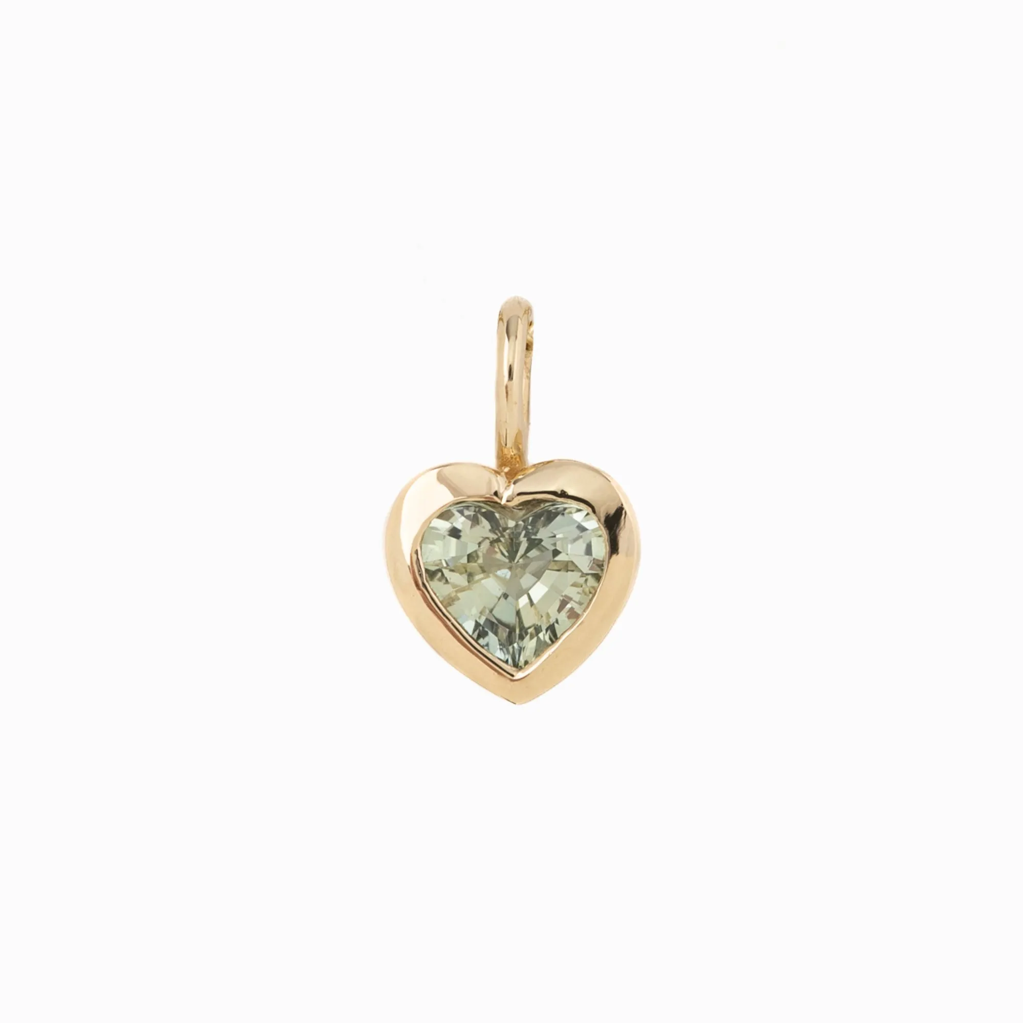 Green Sapphire Heart Charm 14K Gold