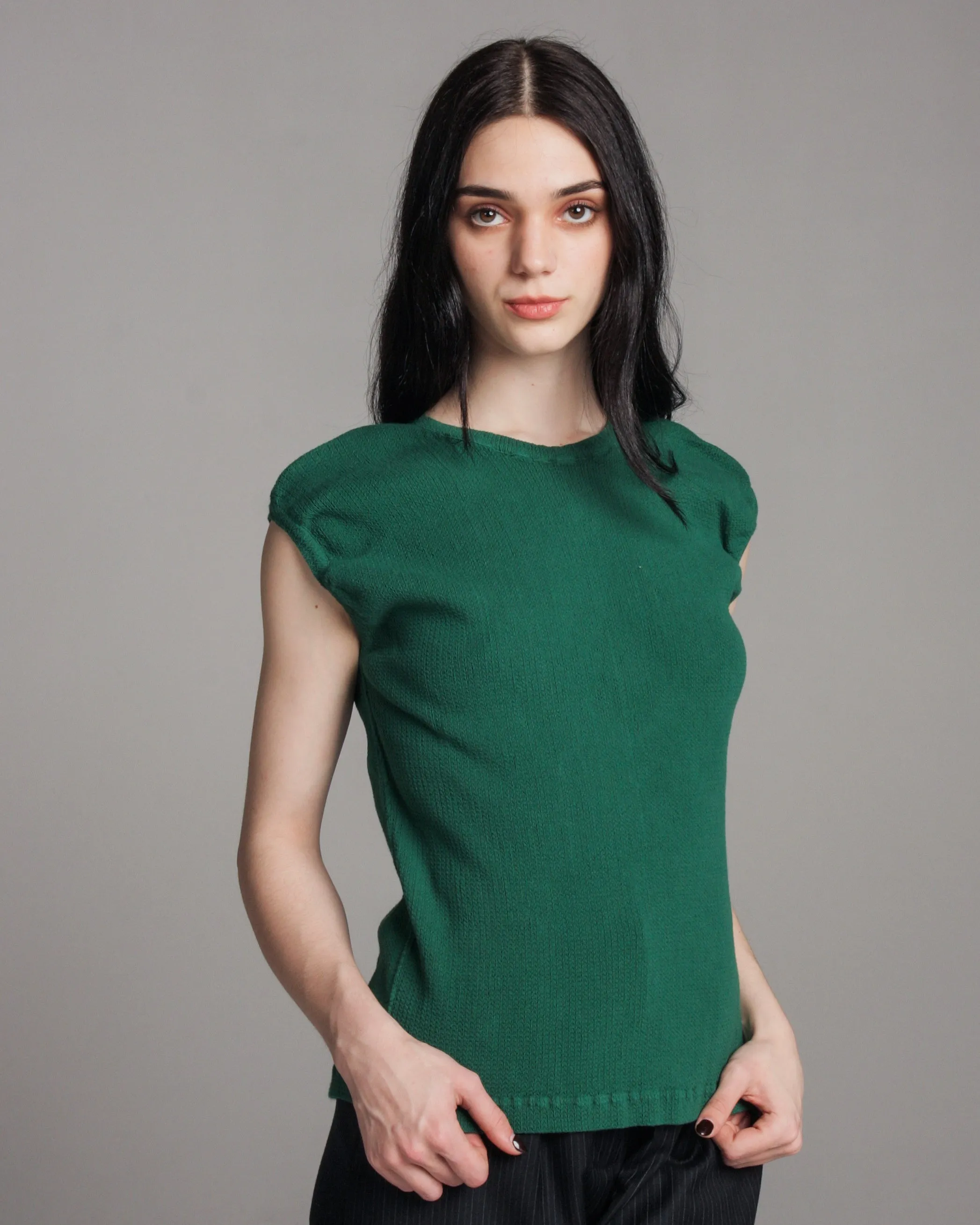 Green Sleeveless Knit Top