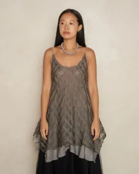 Grey Green Check Sleeveless Top