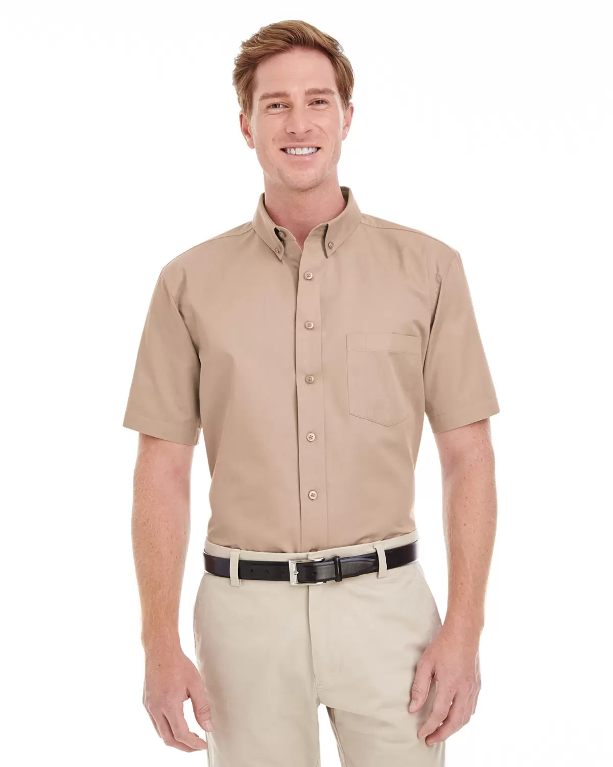 Harriton M582 Men's Foundation 100% Cotton Short-Sleeve Twill Shirt with Teflon™ SKU: M582