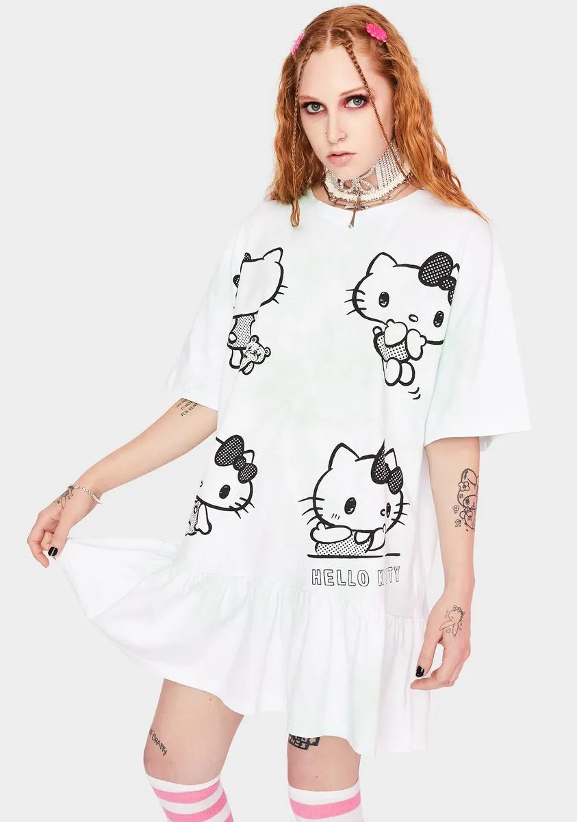 Hello Kitty Tie Dye Frill T-shirt Dress-