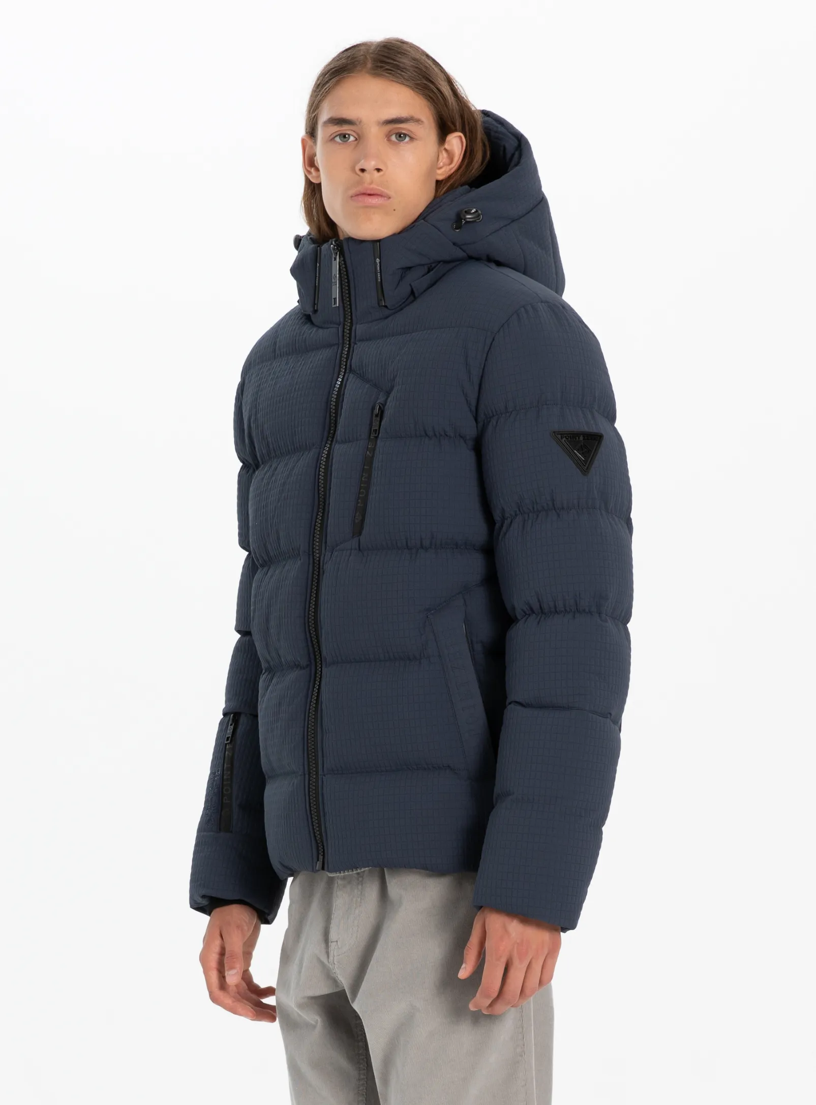 HENDRIX| Heat embossed texture puffer||HENDRIX| Manteau matelassée avec capuche