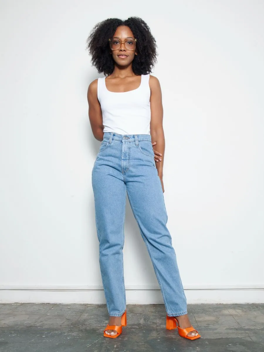 High Waisted Organic & Recycled Plain Blue Jeans