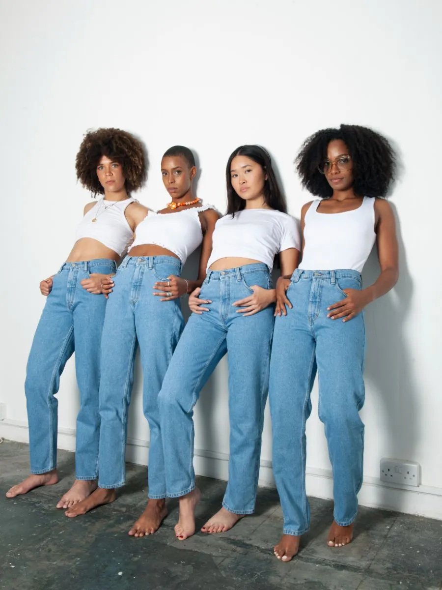 High Waisted Organic & Recycled Plain Blue Jeans