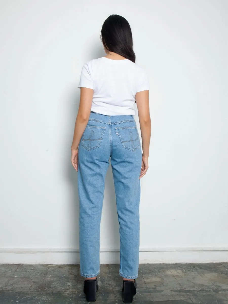 High Waisted Organic & Recycled Plain Blue Jeans