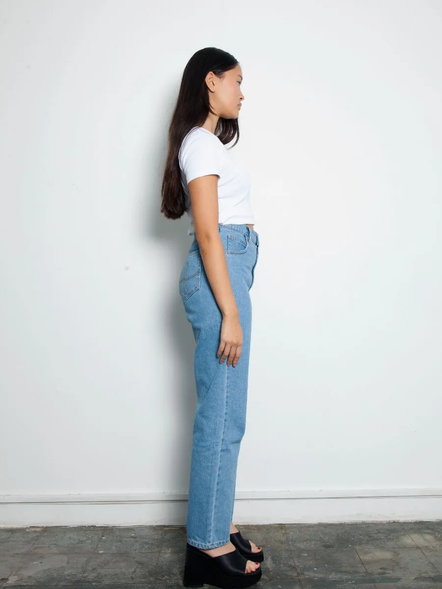 High Waisted Organic & Recycled Plain Blue Jeans