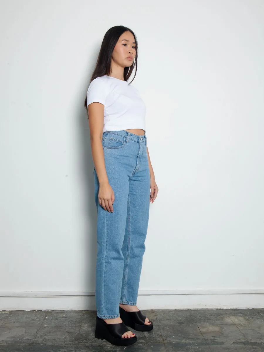 High Waisted Organic & Recycled Plain Blue Jeans