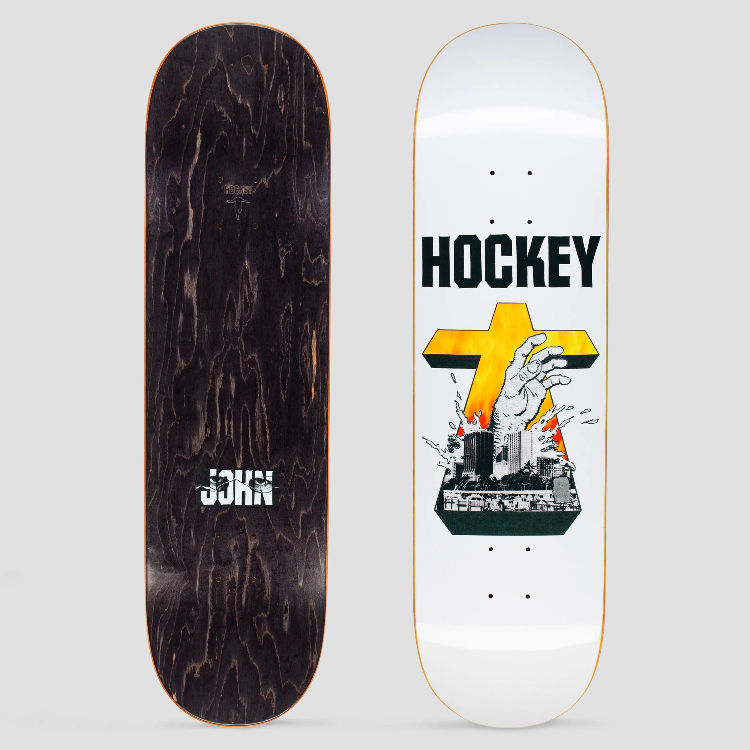 Hockey 8.38 John Fitzgerald Drowning Skateboard Deck White