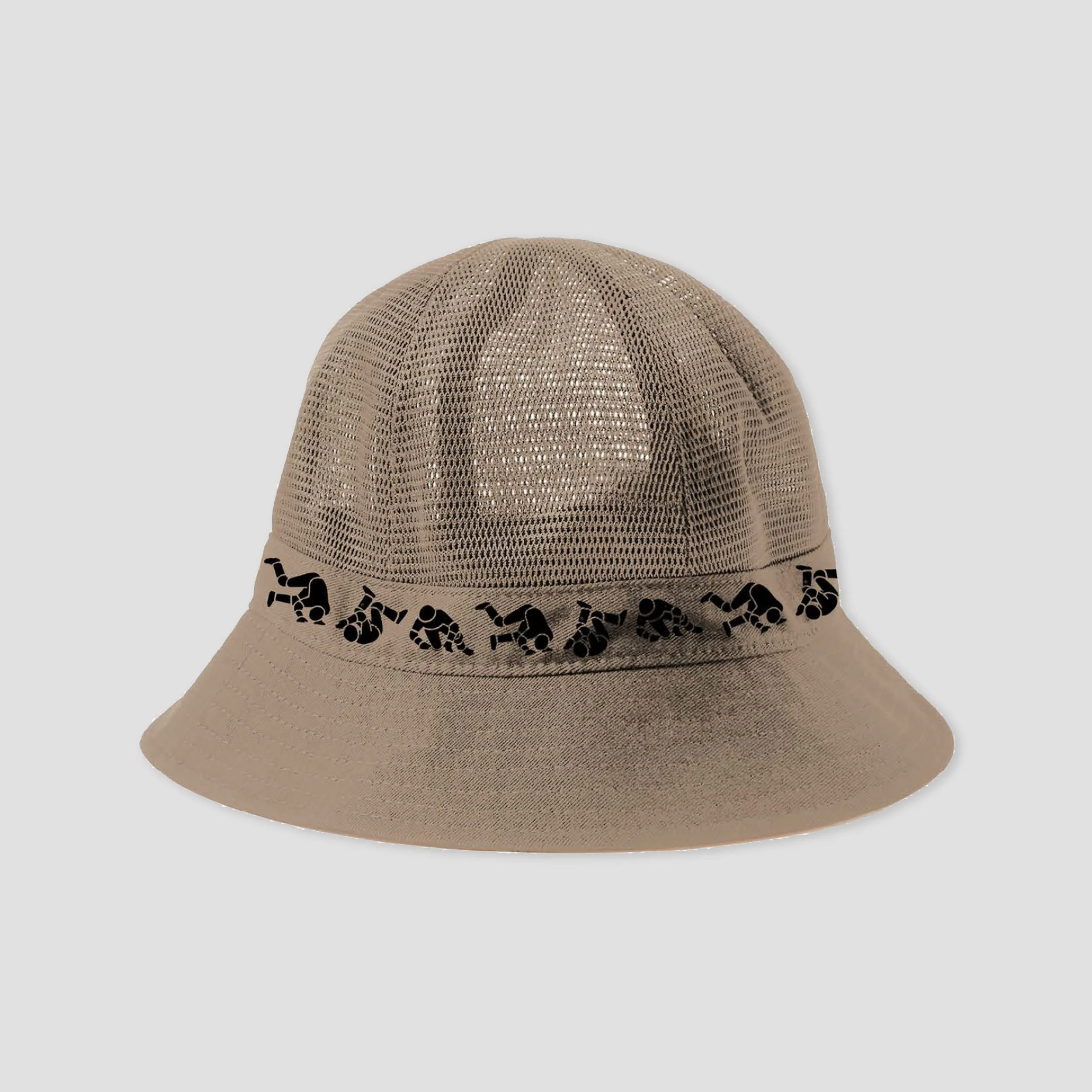 Hockey Fall Guy Mesh Bucket Hat Tan