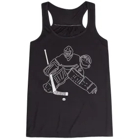 Hockey Flowy Racerback Tank Top - Hockey Goalie Sketch 