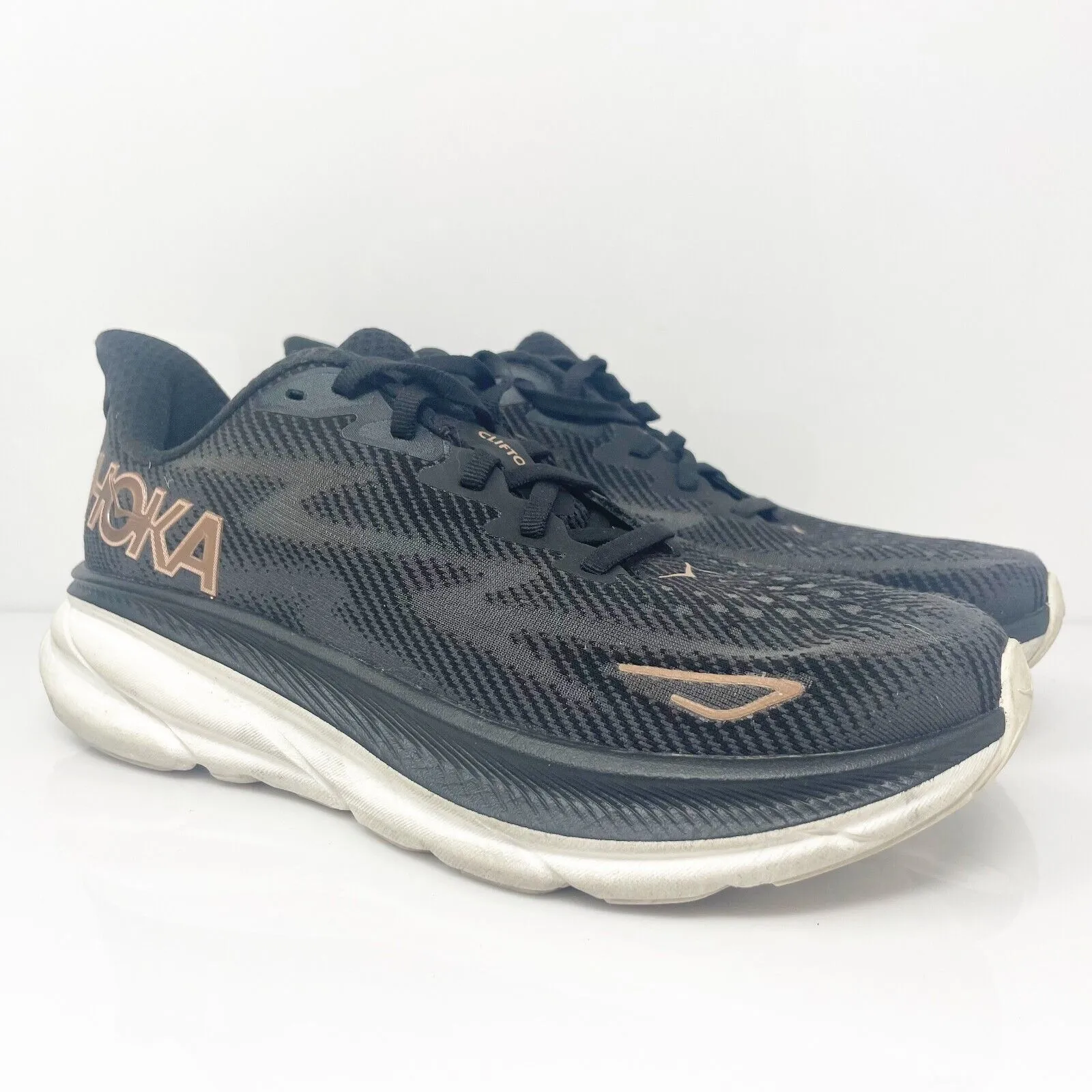 Hoka One One Womens Clifton 9 1127896 BRGL Black Running Shoes Sneakers Size 8 B