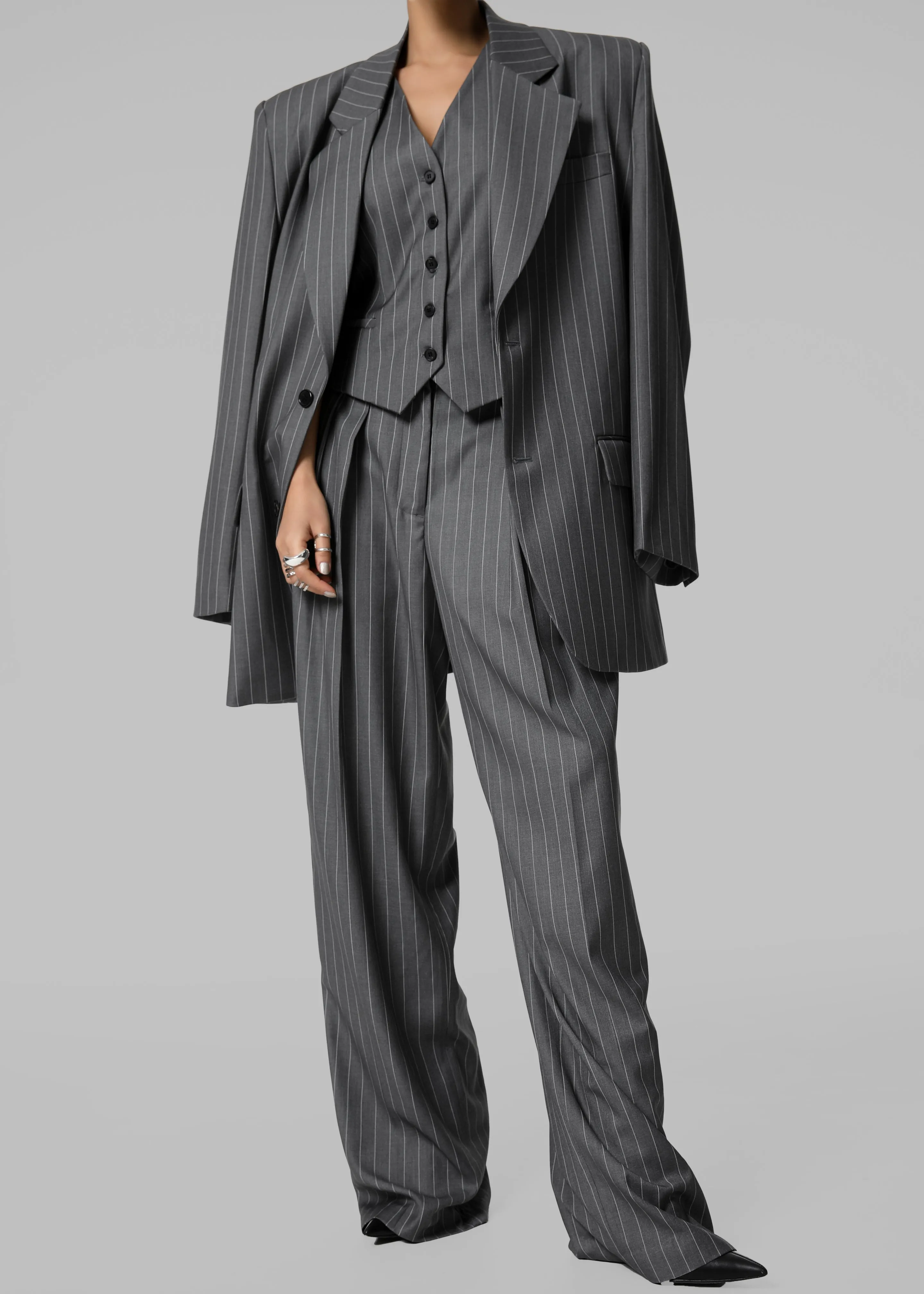 Holland Suit Vest - Charcoal/White Pinstripe