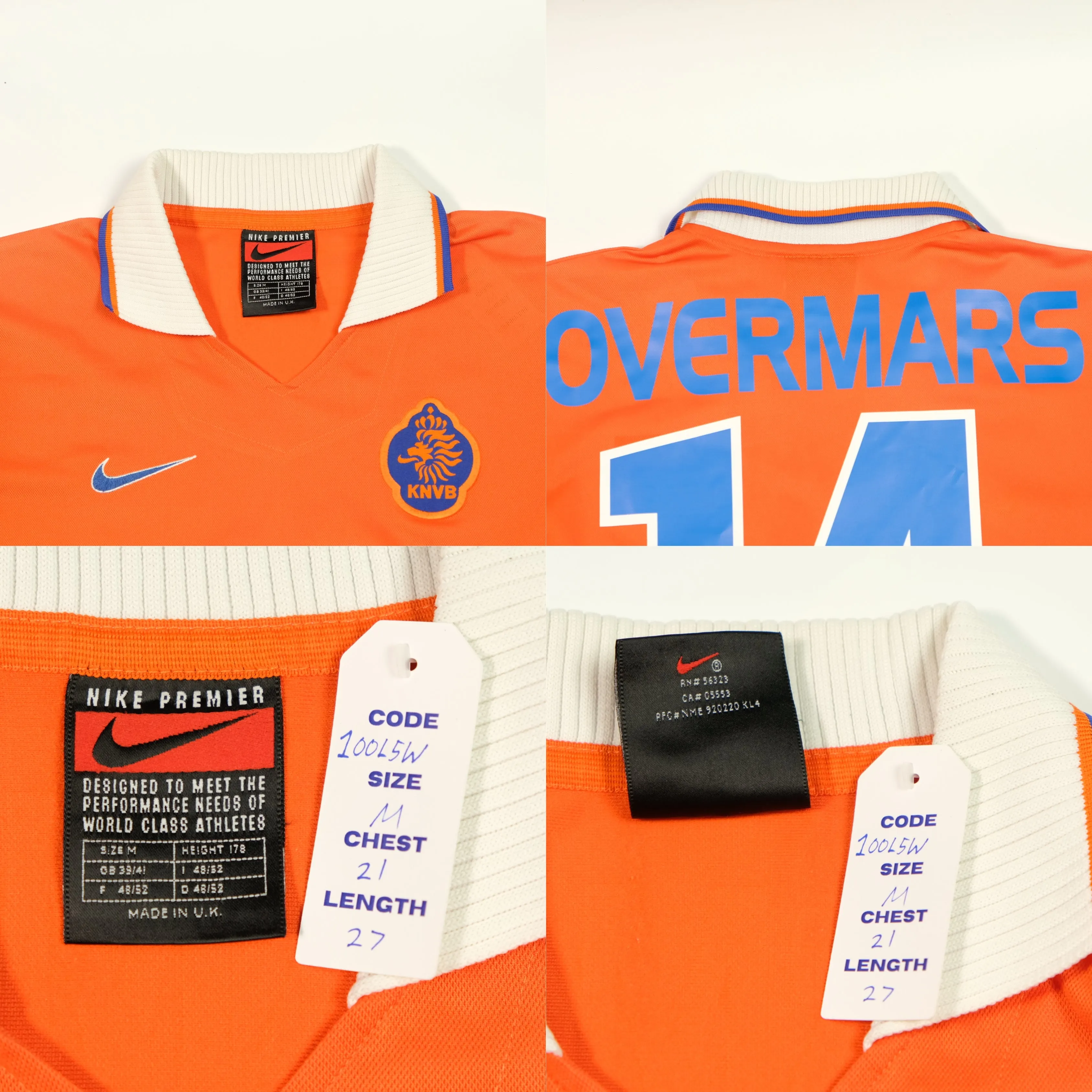 Holland/Netherlands Overmars Original Home Football Shirt 1997/1998 Nike Medium