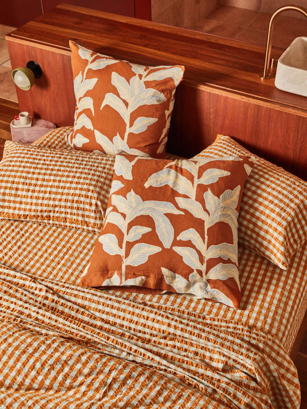 Honey Blue Seersucker Quilt Cover - Honey/Blue Seersucker