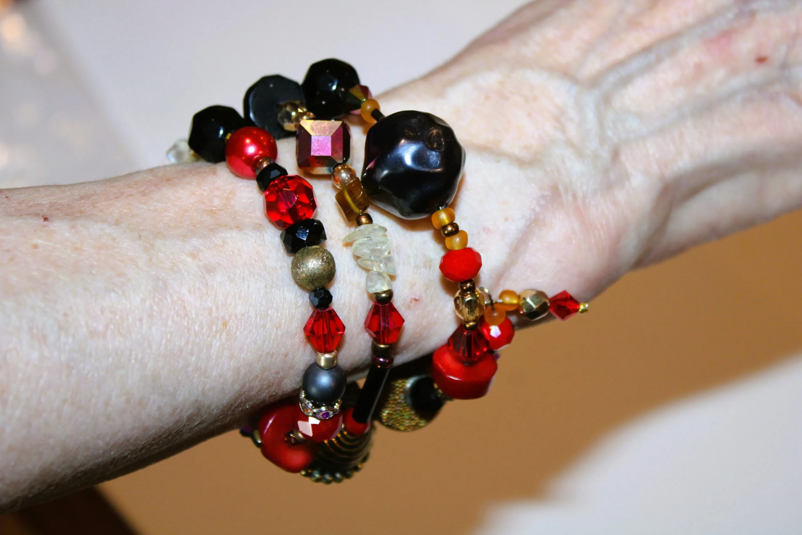 Hot Lipstick Red Multi Layered Wrap Around Bracelet