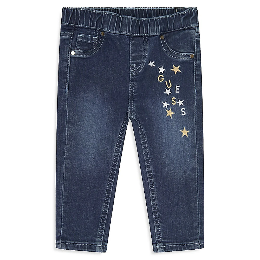 Hudson's Bay Little Girl's Star & Logo Pull-On Jeans