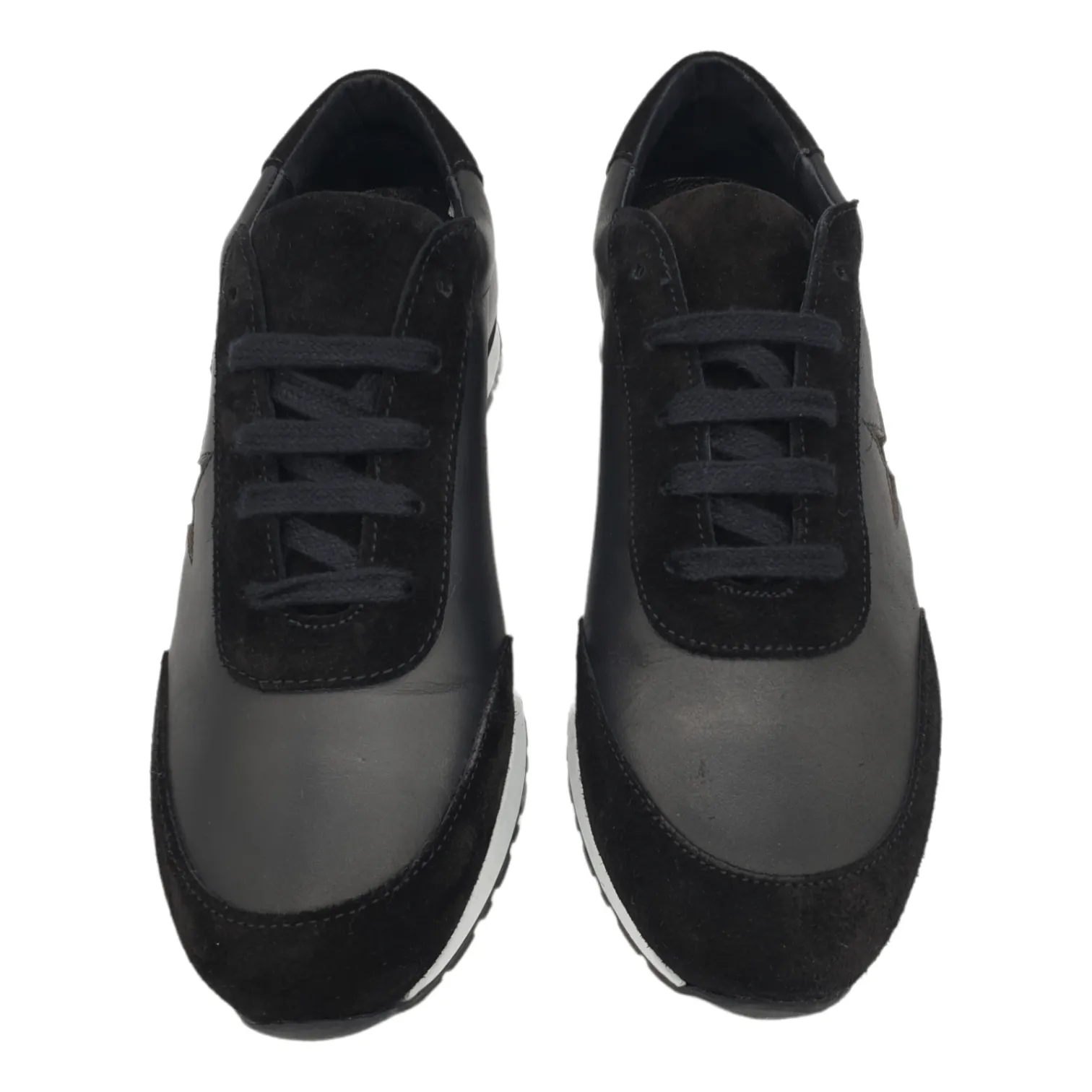 Hush Black Leather Suede Star Trainers