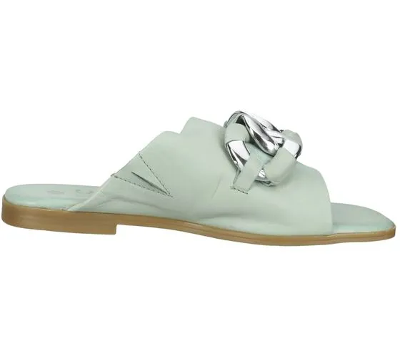 ILC Livia mules pour femmes chaussons en cuir véritable avec coupe asymétrique C45-3786 -05 vert