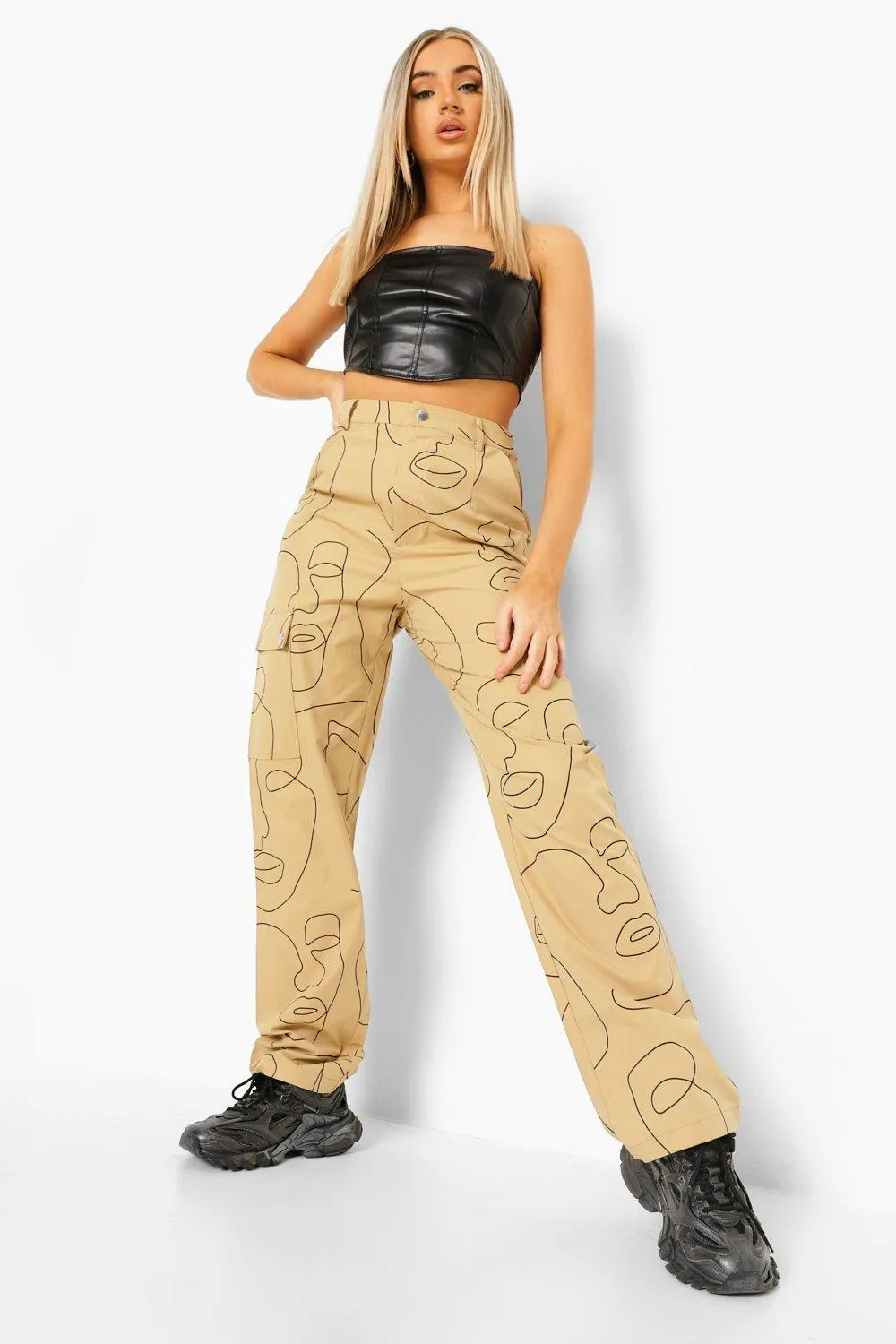 Illustration Print Cargo Pants
